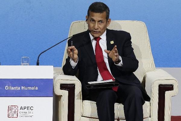 El presidente de Perú, Ollanta Humala, durante su participación en el foro de Cooperación Económica Asia-Pacífico que se efectúa en China. (Foto Prensa Libre: AP)