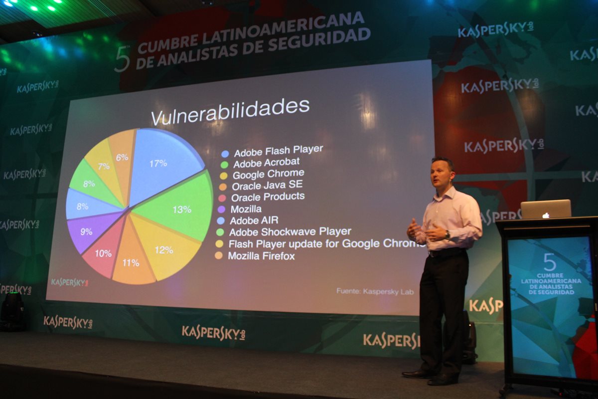 Dmitry Bestuzhev participa en la 5 Cumbre Latinoamericana de Analistas de Seguridad de Kaspersky Lab, que se celebra en Santiago de Chile. (Foto Prensa Libre: Cristian Dávila)