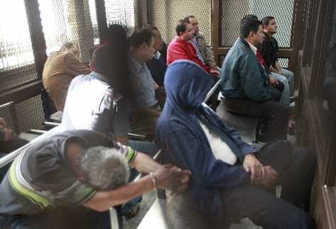 Catorce integrantes   de la red los Topacio, durante la audiencia de primera declaración, en la carceleta del Juzgado de Mayor Riesgo A.