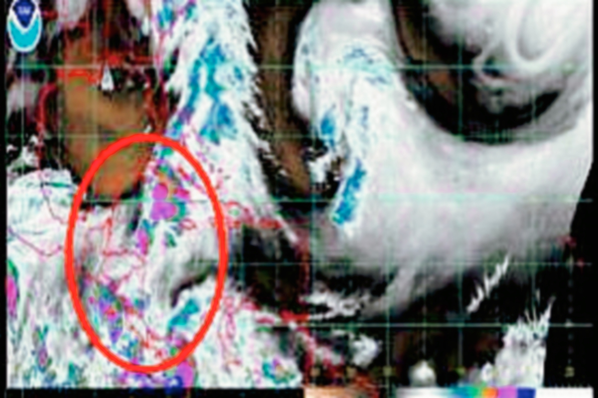 Imagen satelital de las condiciones climáticas del región. (Foto Prensa Libre: Insivumeh)