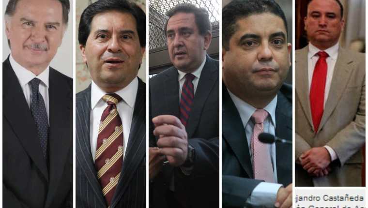 Alfonso Portillo, Harold Caballeros, Gustavo Alejos, Juan Carlos Monzón y Alejandro Castañeda. (Foto Prensa Libre: Hemeroteca PL)