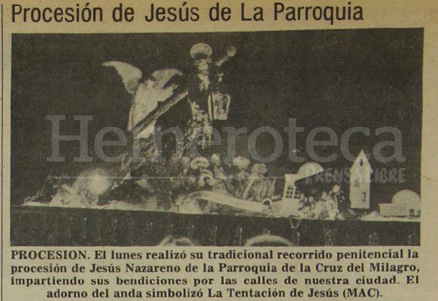 Publicación del 11 de abril de 1979 informaba sobre la procesión de Lunes Santo. Las andas de Jesús ilustraban la Tentación. (Foto: Hemeroteca PL)