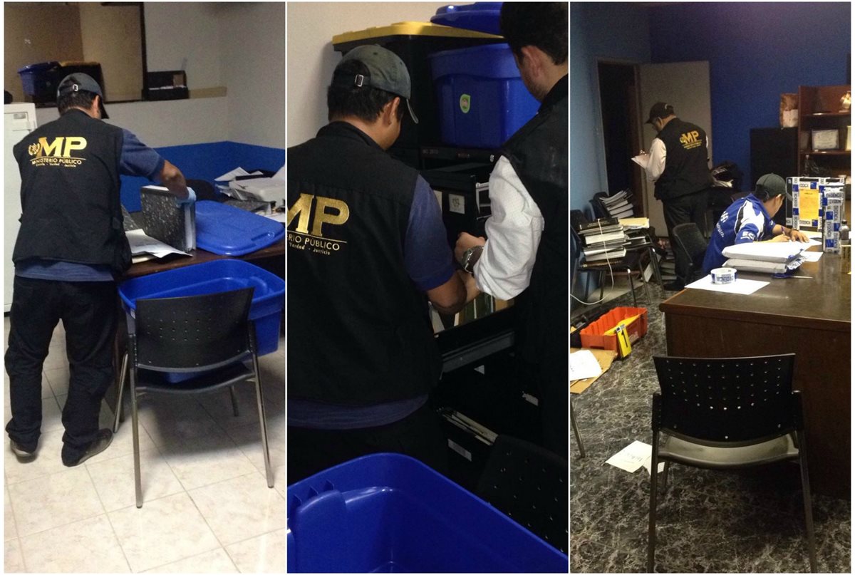 Los fiscales secuestraron varios documentos de la oficina del Sistema Integrado Guatemalteco de Autobuses. (Foto Prensa Libre: Ministerio Público)