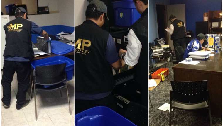 Los fiscales secuestraron varios documentos de la oficina del Sistema Integrado Guatemalteco de Autobuses. (Foto Prensa Libre: Ministerio Público)