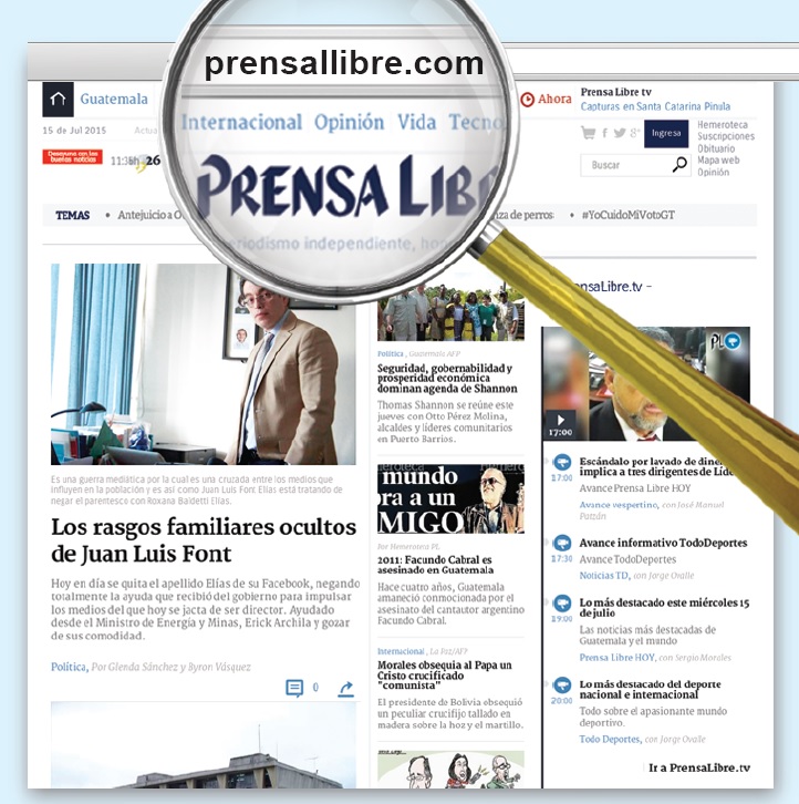 Página web que suplantó la de Prensa Libre para atacar a políticos en 2015. (Foto Prensa Libre: Hemeroteca PL)