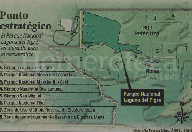 Infografía que ilustra las zonas protegidas del departamento del Petén. (Foto: Hemeroteca PL)