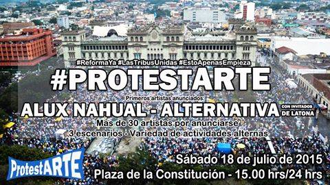 Publicación de Alvaro Aguilar en su perfil de Facebook, donde anuncia concierto de Alux Nahual en protesta del sábado. (Foto Prensa Libre: Facebook)