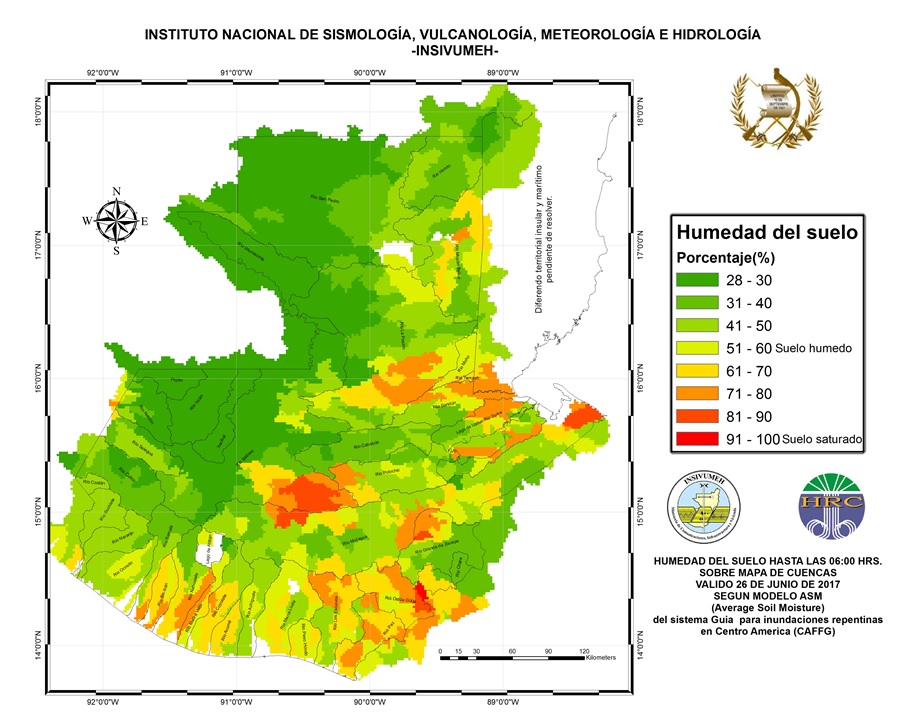 La saturación de agua en el suelo ha disminuido considerablemente a comparación de la semana pasada. (Foto Prensa Libre: Insivumeh)
