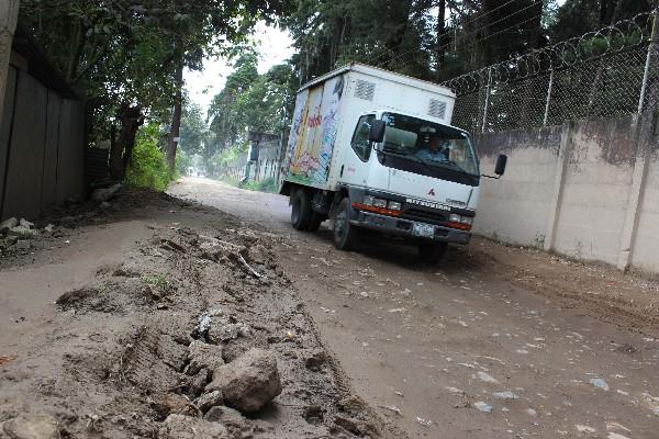 Estado de una  calle de  La Alameda, en la cabecera de Chimaltenango.