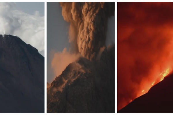 Cineasta recopila actividad del Volcán de Fuego. (Foto Prensa Libre: Ricky López)