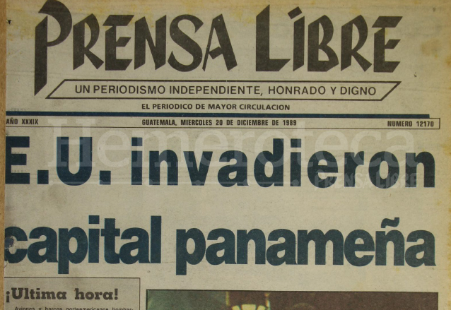 Titular de Prensa Libre del 20 de diciembre de 1989. (Foto: Hemeroteca PL)