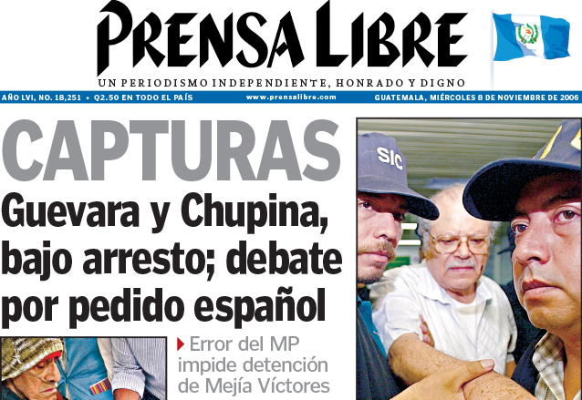 Detalle de la portada de Prensa Libre del 8 de noviembre de 2006. (Foto: Hemeroteca PL)