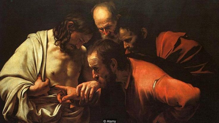 Caravaggio usó el rojo cochinilla como un elemento esencial de su estilo, creando un contraste dramático en su "Incredulidad de Santo Tomás". ALAMY