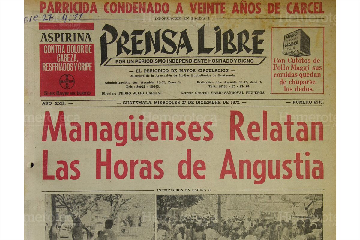 Managua, Nicaragua, quedó devastada por el terremoto del 23/12/1972. (Foto: Hemeroteca PL)
