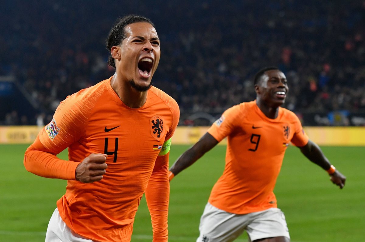 El holandés Virgil van Dijk fue fulminante y acabó con las aspiraciones de Alemania y Fracia. (Foto Prensa Libre: EFE)