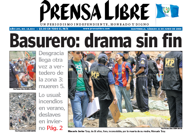 Portada de Prensa Libre del 21 de junio de 2008. (Foto: Hemeroteca PL)