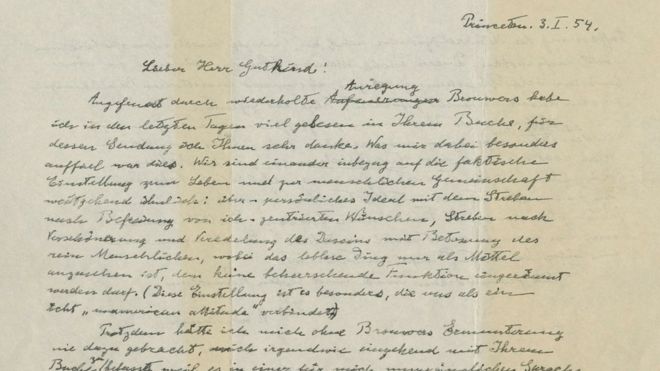 La carta, de dos páginas y escrita en alemán, está fechada el 3 de enero de 1954. REUTERS