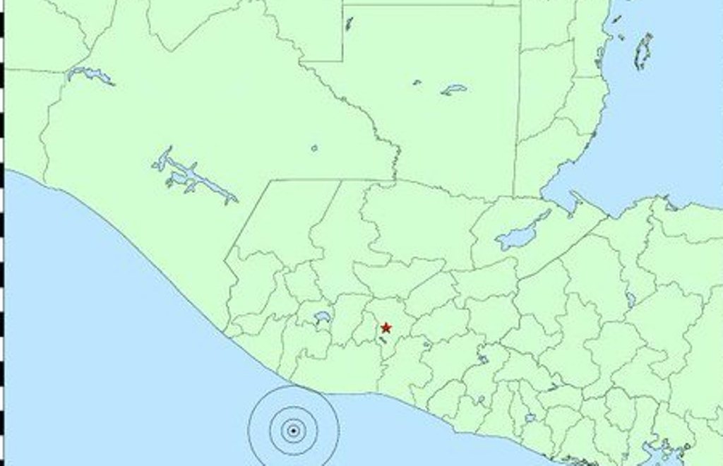 Mapa muestra epicentro del sismo. (Foto Prensa Libre: Conred).