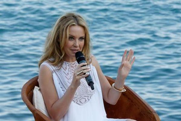 Kylie Minogue en conferencia de prensa ayer en Ibiza.
