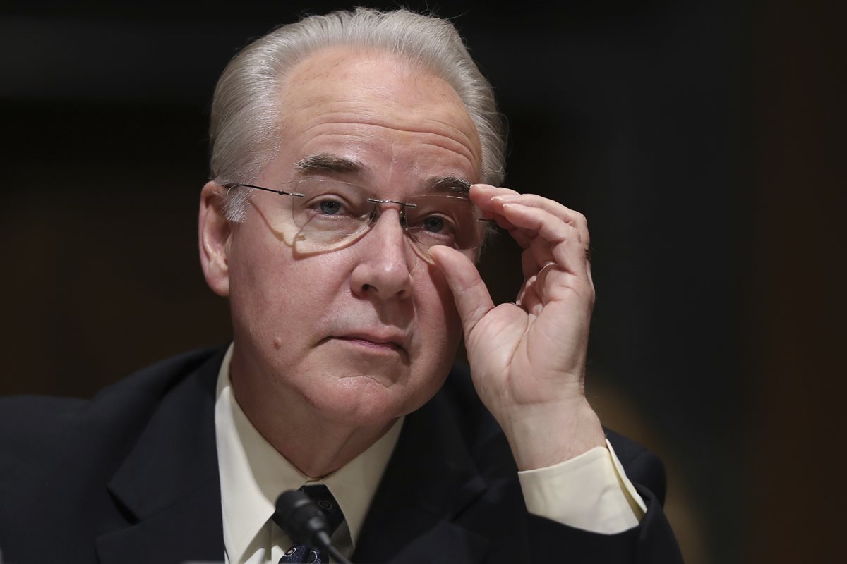 Tom Price habla mientras testifica en el Congreso de EE.UU.(AP).