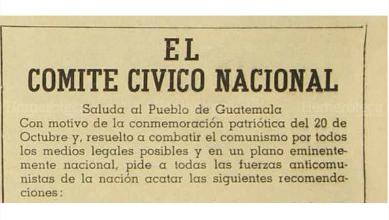 Comunicado al pueblo de Guatemala el 18 de octubre de 1951. (Foto: Hemeroteca PL)