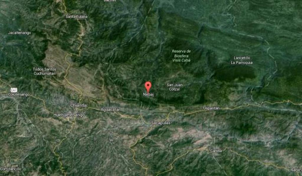 Mapa de Nebaj, Quiché, donde habría ocurrido el accidente aéreo. (Foto Prensa Libre: Internet)