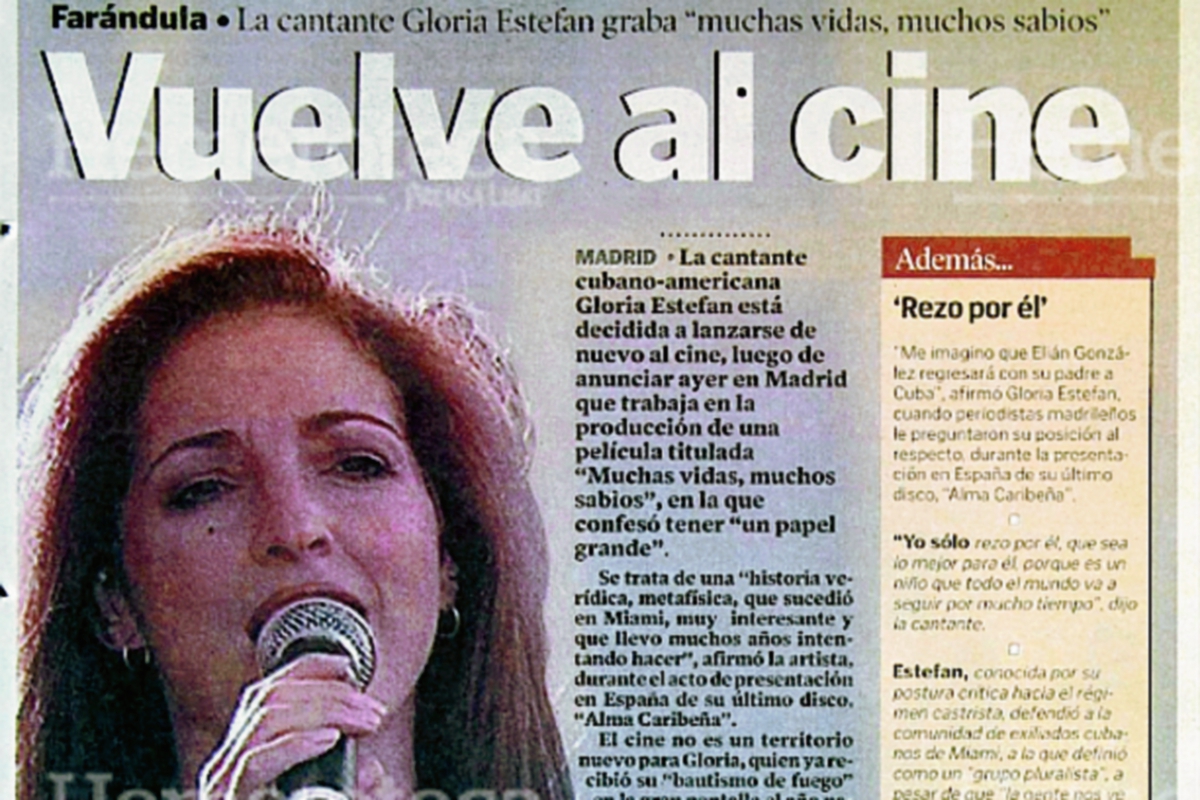 Gloria Estefan, en una nota del 17 de mayo de 2000. (Foto: Hemeroteca PL)