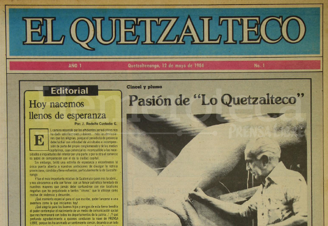 Primera portada de elQuetzalteco del 12 de mayo de 1984. (Foto: Hemeroteca PL)