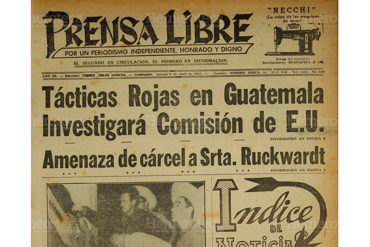Portada del 9 de abril de 1954 alerta sobre posibles tácticas rusas en Guatemala. Gobernaba entonces Jacobo Árbenz Guzmán (Foto: Hemeroteca PL)