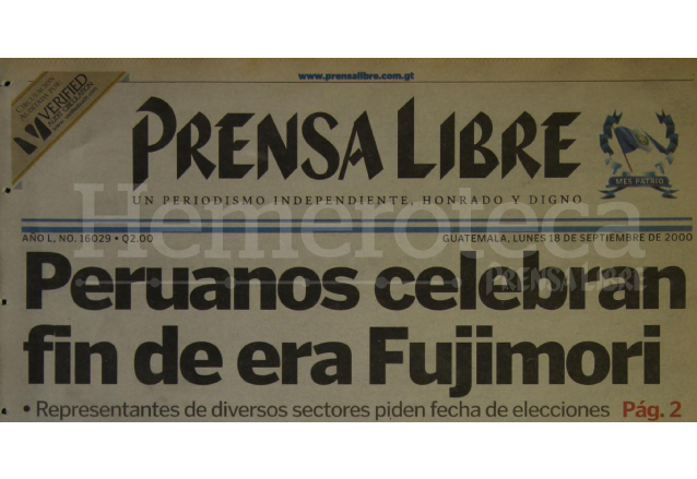 Titular del 18 de septiembre de 2000. (Foto: Hemeroteca PL)