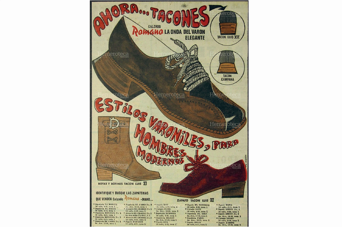 Anuncio de 1972. Durante 60 años, el calzado es uno de los articulos mas demandados por los guatemaltecos. Foto: Hemeroteca PL.