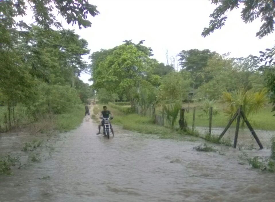 Caminos de En la comunidad El Mirador, Sayaxché, Petén, quedaron intransitables por las inundaciones. (Foto Prensa Libre: Conred)