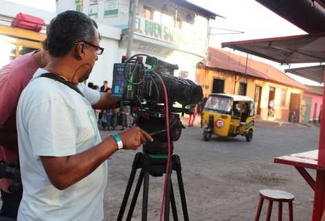 La filmación de escenas de este jueves se llevó a cabo en el área urbana de Sololá. (Foto Prensa Libre: Édgar René Sáenz)