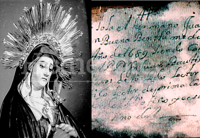 En el interior de la Virgen de Dolores del Calvario de Antigua fue encontrada una inscripción. (Foto: Hemeroteca PL)