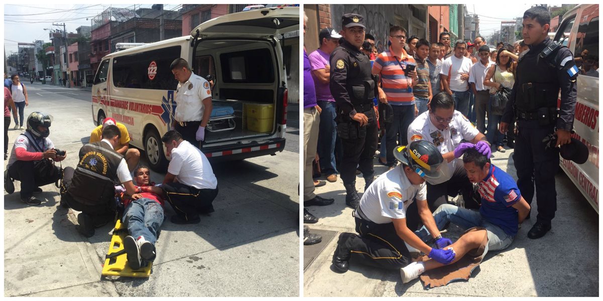 Dos presuntos asaltantes fueron capturados en la zona 1, después de asaltar a comensales en una cafetería. (Foto Prensa Libre: Cortesía CVB)
