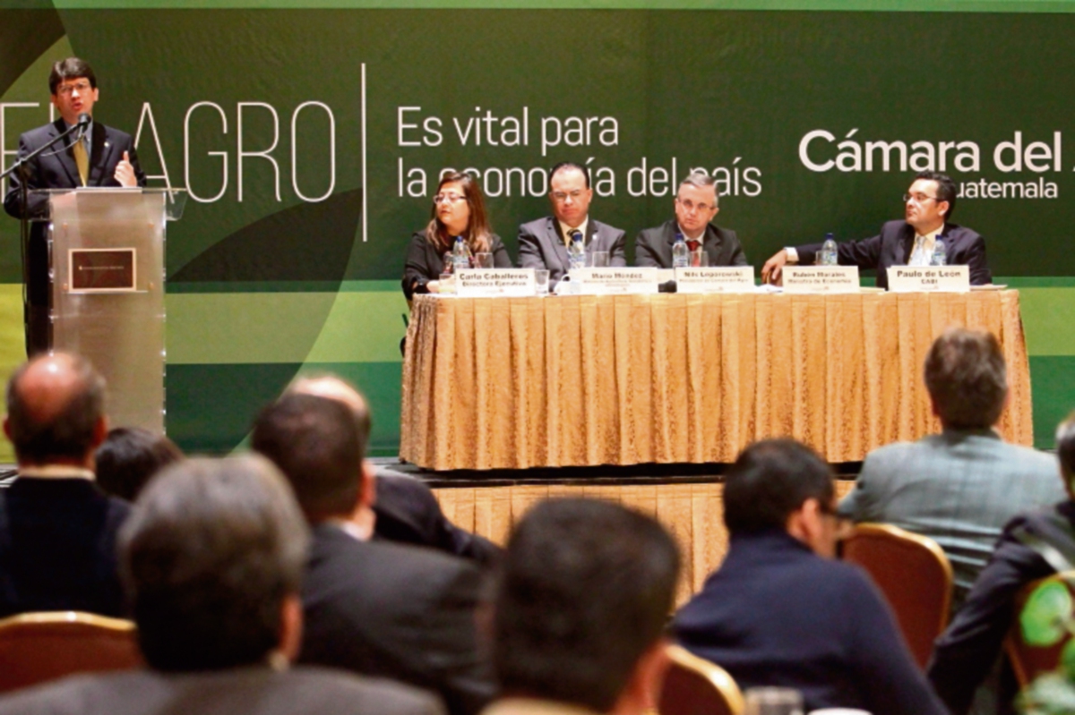 Directivos de Camagro y ministros escuchan el análisis del sector para el 2016. (Foto Prensa Libre: Álvaro Interiano)