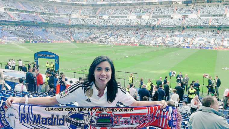 Ana Lucía Martínez disfrutó en el estadio Santiago Bernabéu, en Madrid. (Foto Prensa Libre: Ana Lucía Martínez).