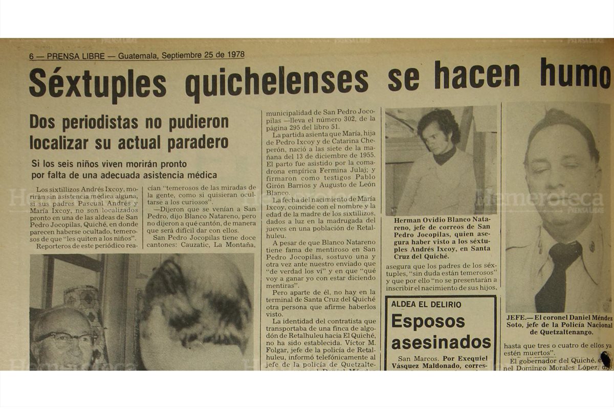 Nota del 25 de septiembre de 1978 sobre desaparición de bebés sextillizos y sus padres. (Foto: Hemeroteca PL)
