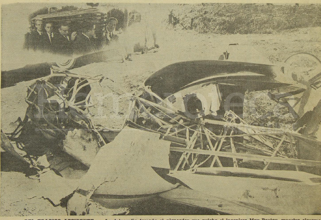 Estado en el que quedó el planeador del ingeniero Paetau, foto publicada el 9 de febrero de 1965. (Foto: Hemeroteca PL)