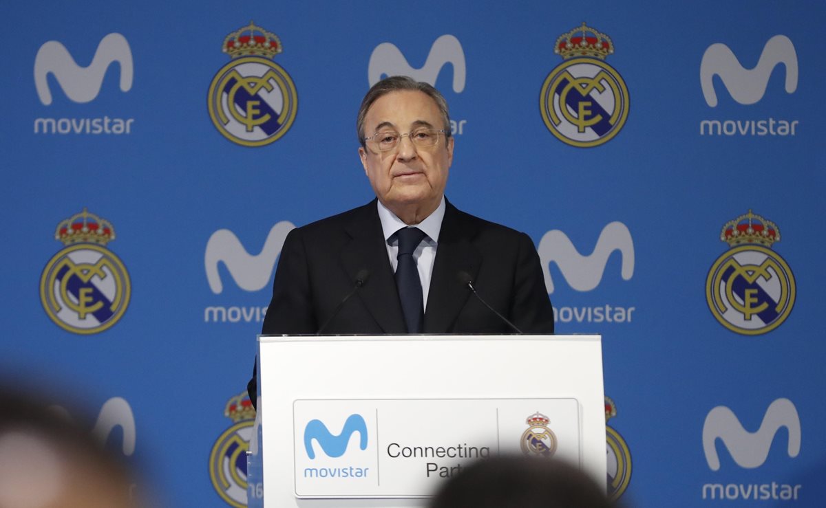Florentino Pérez defendió los valores del club blanco durante un acto oficial del Real Madrid. Foto Prensa Libre: EFE)