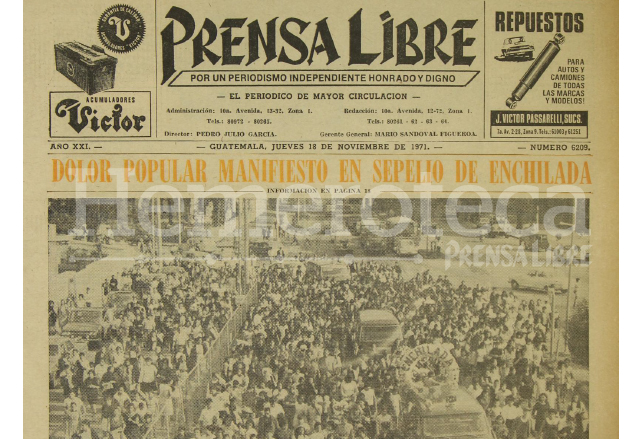 Titular de Prensa Libre del 18/11/1971. (Foto: Hemeroteca PL)