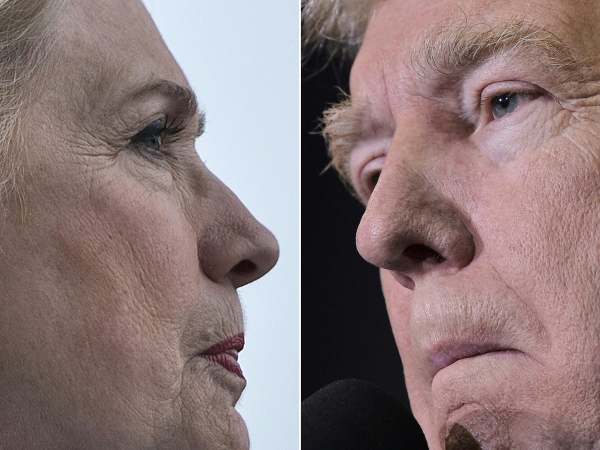 La demócrata Hillary Clinton (a la izq.) y el republicano Donald Trump se juegan la más alta magistratura de EE. UU. (Foto Prensa Libre: AFP).