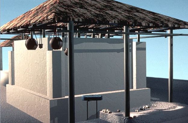 Reconstrucción digital de una casa en Joya de Cerén. PAYSON SHEETS