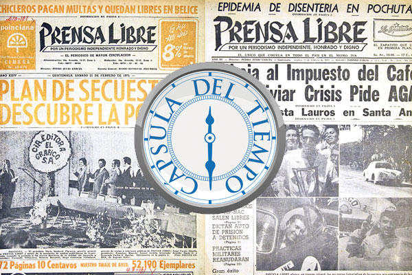 Portadas de Prensa Libre del 22 de febrero entre 1975 y 1955. (Foto Prensa Libre)