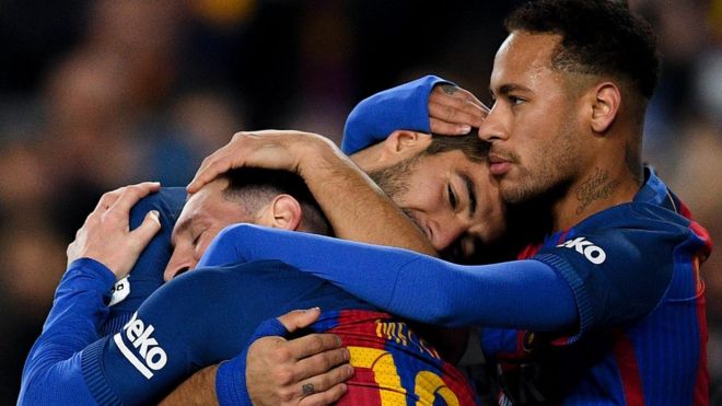 Neymar, Suárez y Messi forman el ataque de lujo del Barcelona. Los clubes españoles han ganado el 50% de los títulos en el fútbol europeo desde el año 2000. (Getty Images)