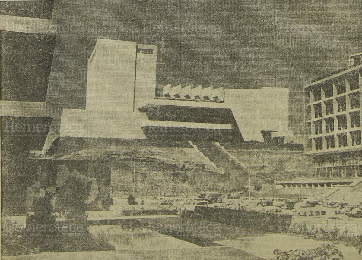 Fotomontaje presentado en 1962 para el proyecto de construcción del Teatro Nacional. Foto Hemeroteca PL