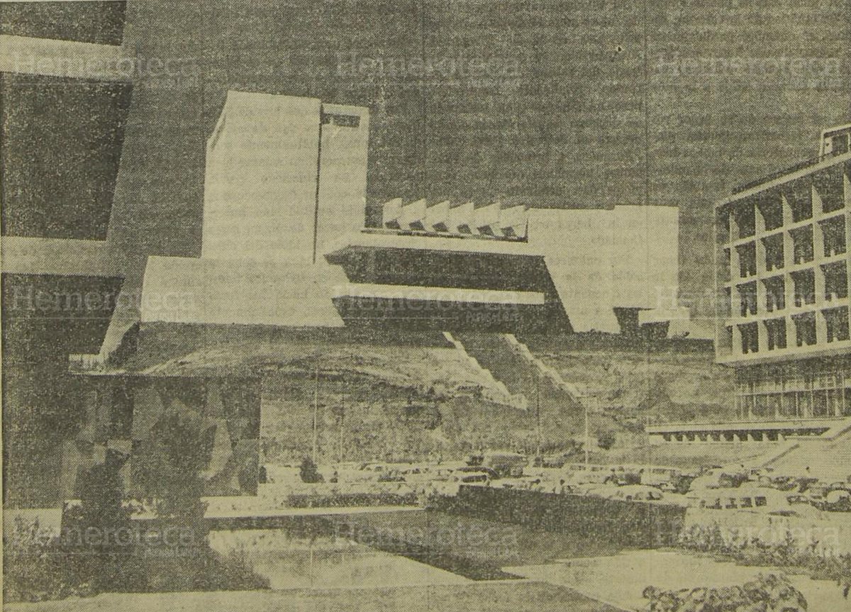 Fotomontaje presentado en 1962 para el proyecto de construcción del Teatro Nacional. Foto Hemeroteca PL