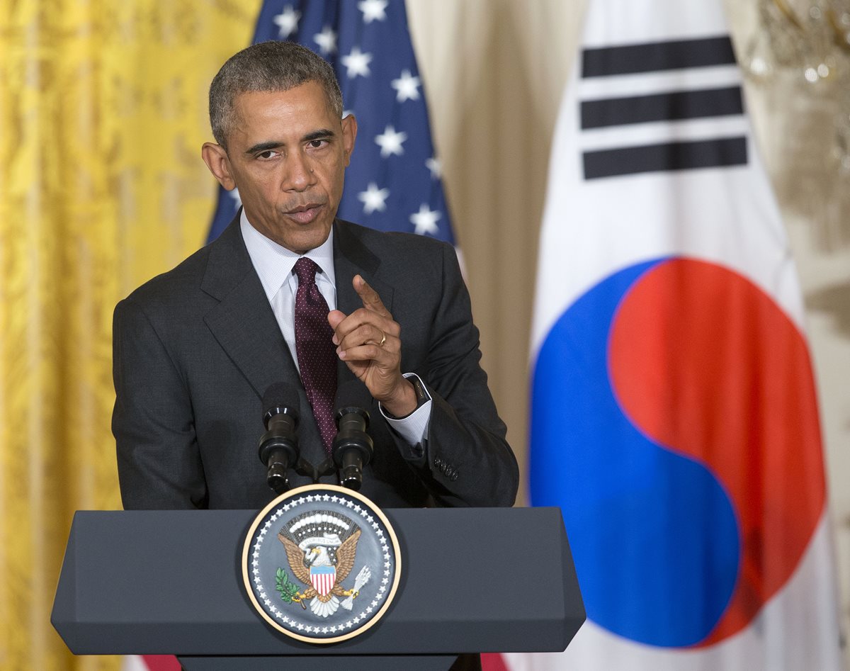 El presidente de EE. UU. , Barack Obama, durante la conferencia de prensa.(Foto Prensa Libre: AP).