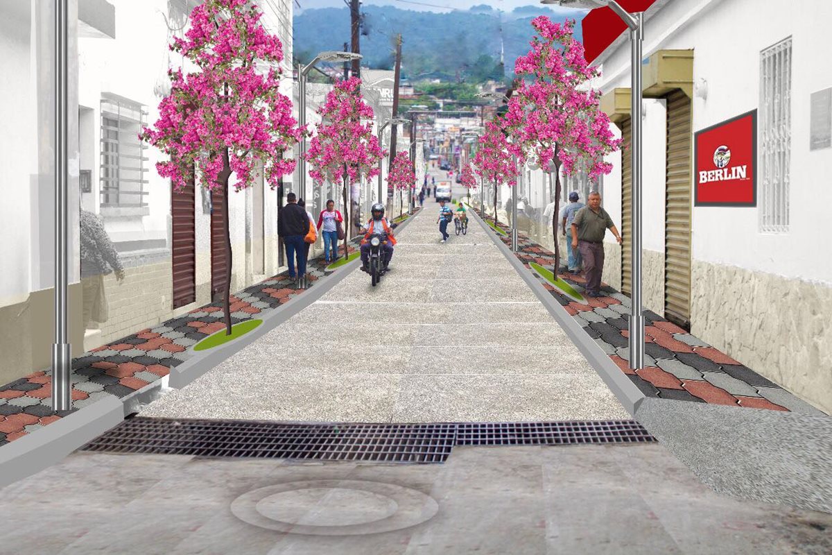 Esta es la maqueta que muestra cómo quedará la Calle Real de Mixco. (Foto: Municipalidad de Mixco)