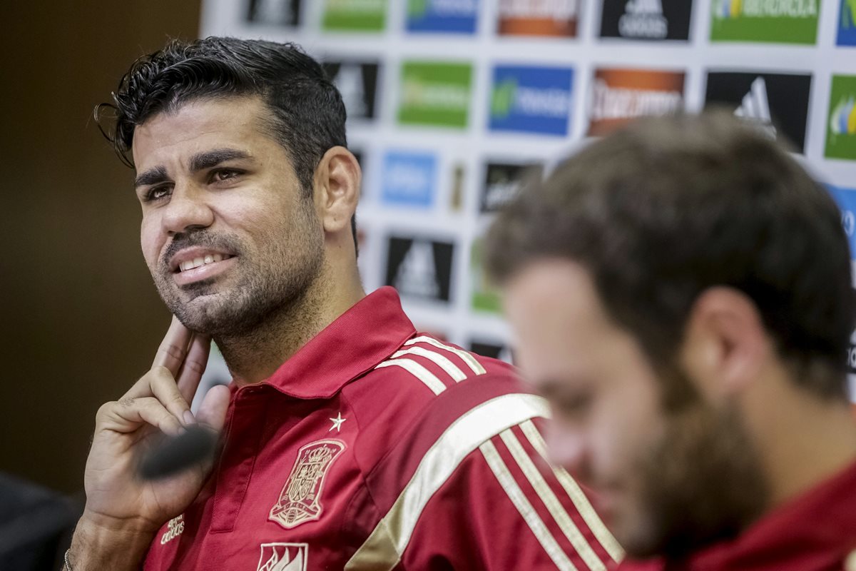 Diego Costa durante la Conferencia de Prensa de los seleccionados españoles de este miércoles. (Foto Prensa Libre: EFE)